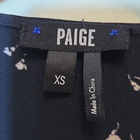 PAIGE Abelie Surplice Wrap Top XS Long Sleeve Black White Floral Rayon Ruffled - Picture 5 of 16